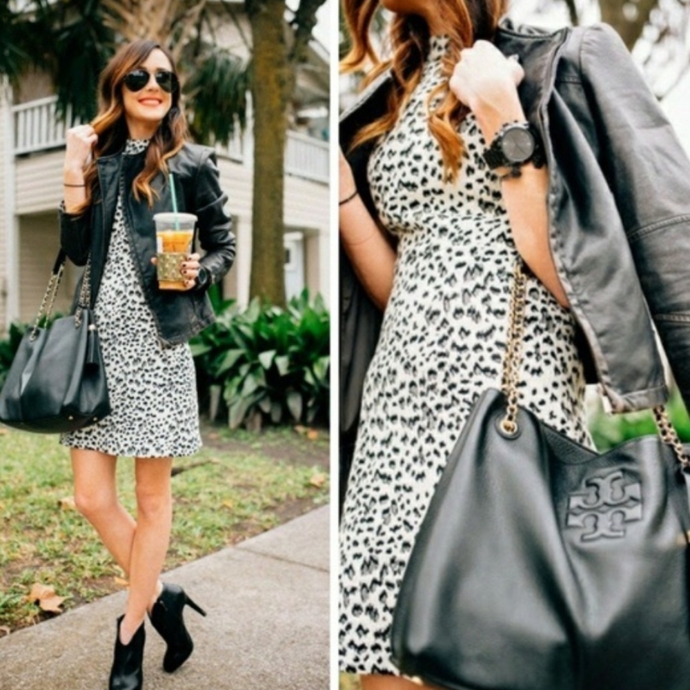 Ann Taylor Loft Women’s Petite Snow Leopard Dress